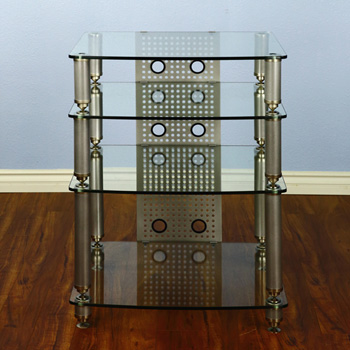 VTI 36661 - 4 Shelf Professional Audio Rack in Gray Silver frame and Clear Glass