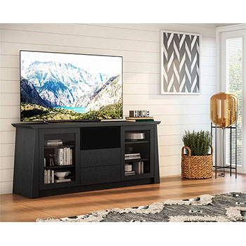 Furnitech FORMOSO Contemporary TV Stand Media Console up to 80" TV'S In Ebony Cherry Wood Finish.