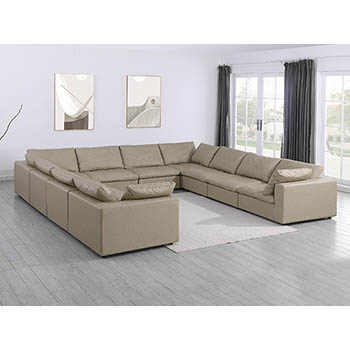 DivanItalia - Global United Furniture 1100 Sectional, Top Grain Genuine Italian Leather 10 Piece in Beige color.