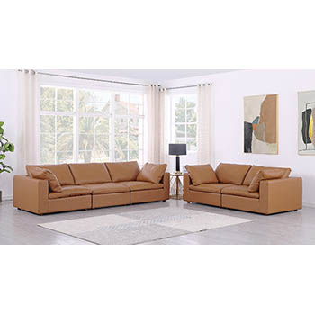 DivanItalia - Global United Furniture 1100 Top Grain Genuine Italian Leather 2 Piece Sofa Set in Cognac color.