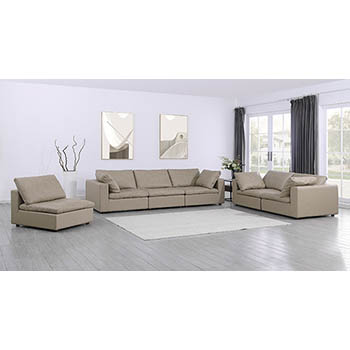 DivanItalia - Global United Furniture 1100 Top Grain Genuine Italian Leather 3 Piece Sofa Set in Beige color.