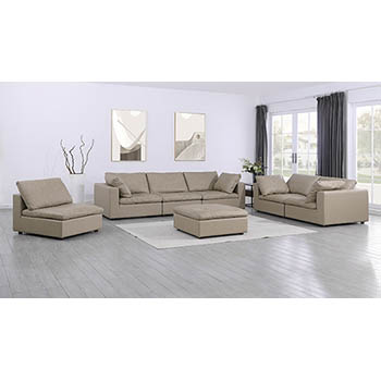 DivanItalia - Global United Furniture 1100 Top Grain Genuine Italian Leather 3 Piece Sofa Set with Ottoman in Beige color.