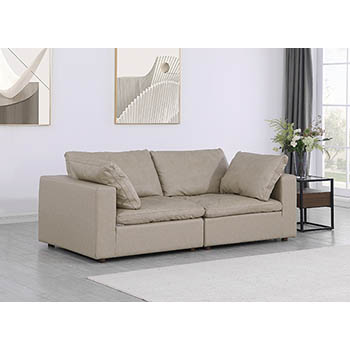 DivanItalia - Global United Furniture 1100 Top Grain Genuine Italian Leather Modular Loveseat in Beige color.