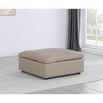 DivanItalia - Global United Furniture 1100 Top Grain Genuine Italian Leather Ottoman in Beige color.