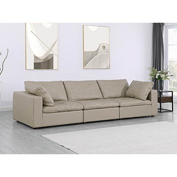 DivanItalia - Global United Furniture 1100 Top Grain Genuine Italian Leather Modular Sofa in Beige color.