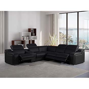 Global United Furniture 1116 sectional, 6 pieces with 3-Power Recliners and 1-Console in Black color.