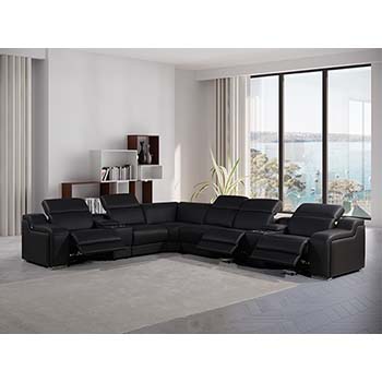 Global United Furniture 1116 sectional, 8 pieces with 3-Power Recliners and 2-Consoles in Black color.