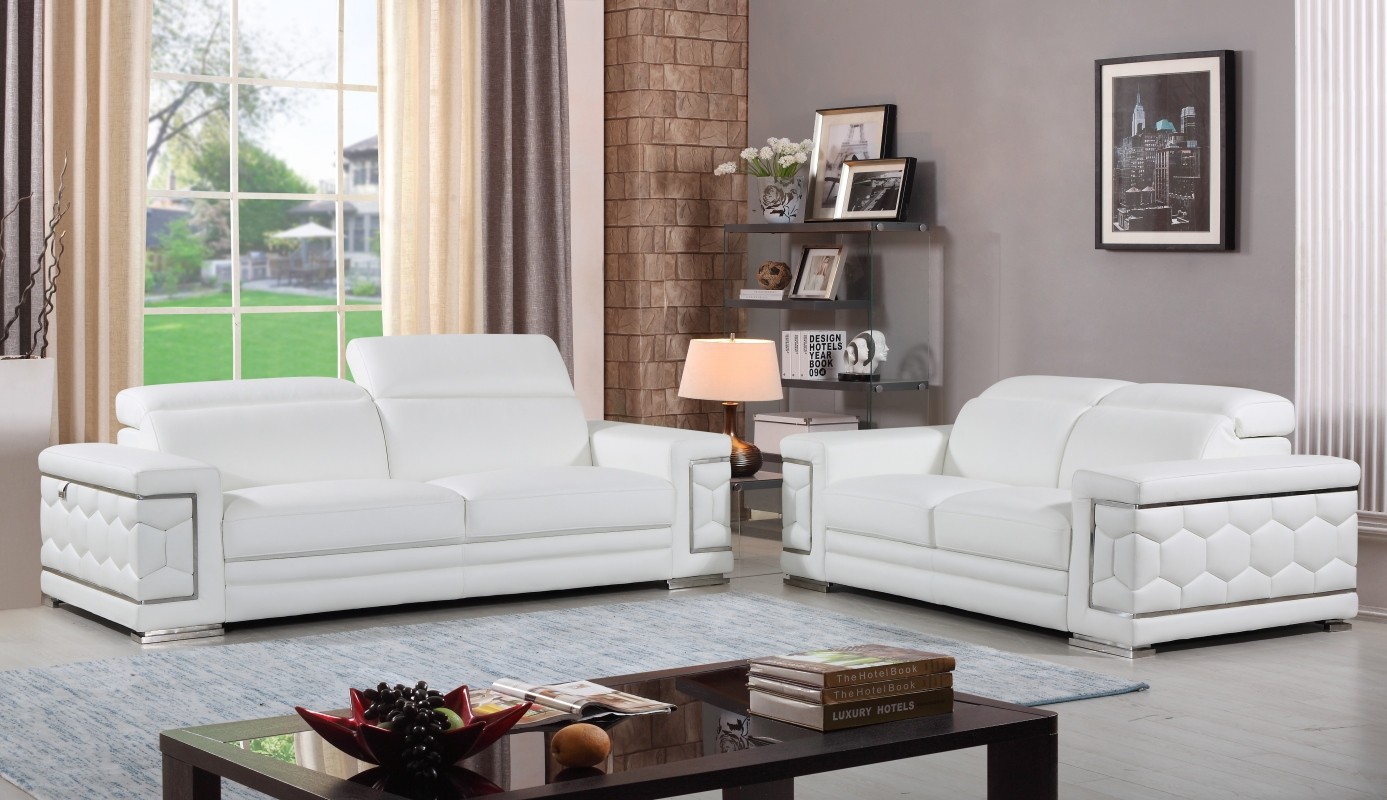 bryce white italian leather sofa and chair