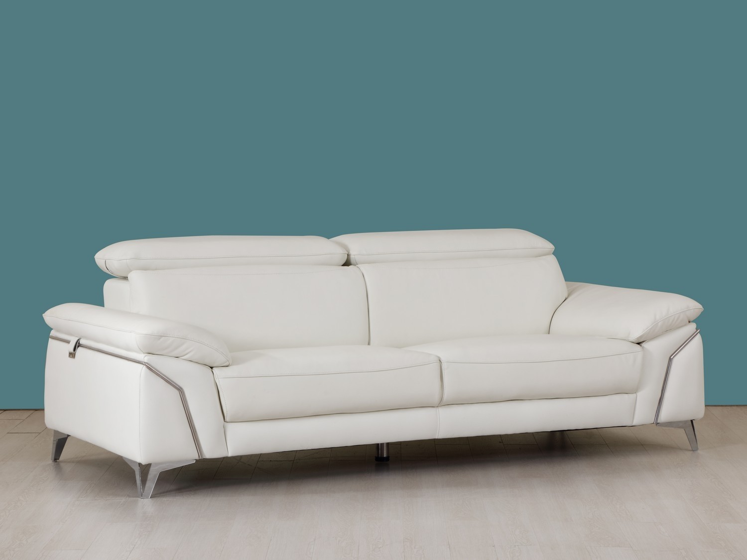 genuine leather white sofa reclining with console