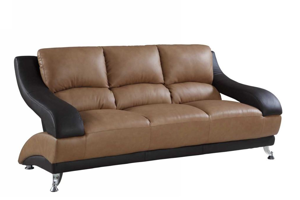 pacific loft siena brown two tone leather sofa